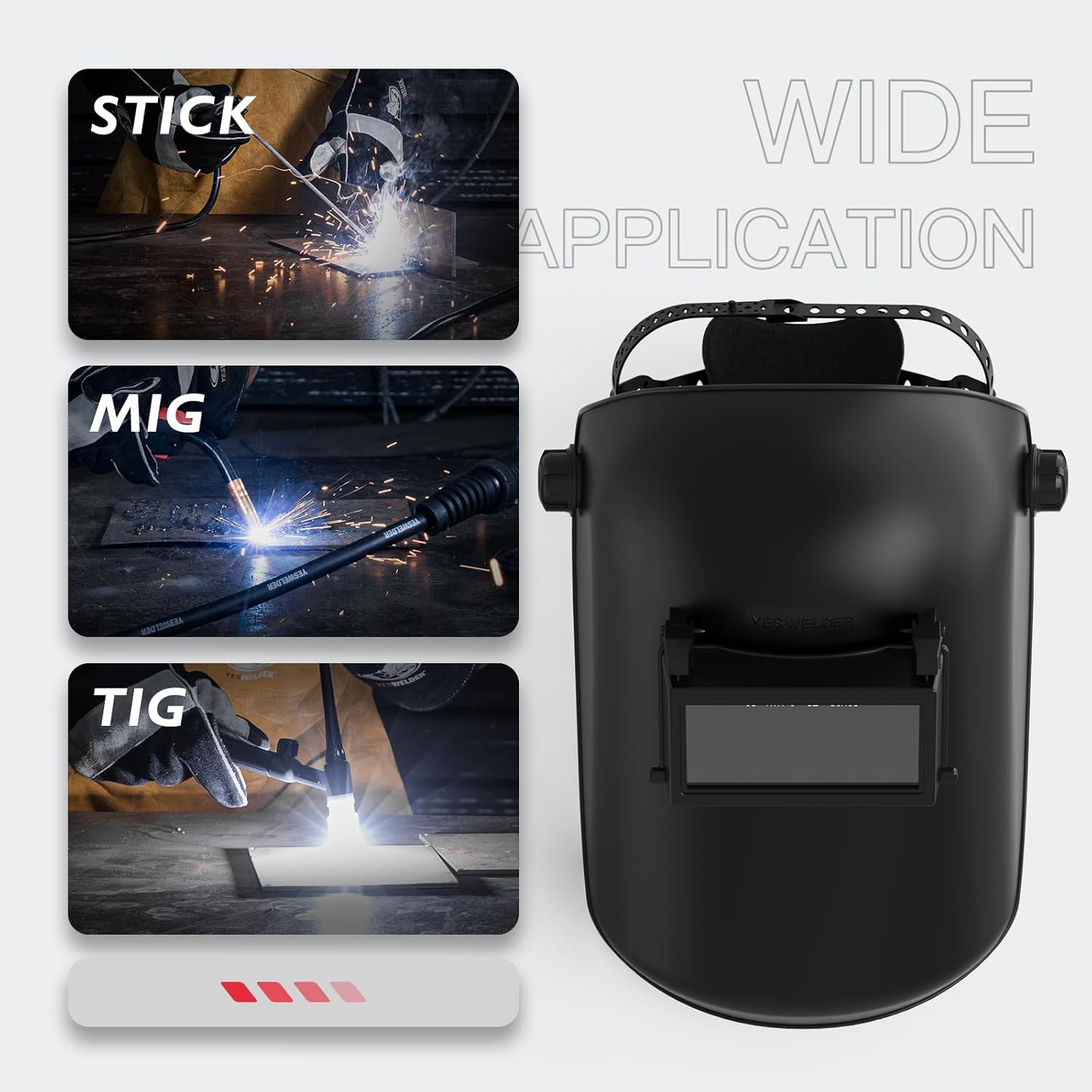 YESWELDER 205Amp Stick Welder with Lift TIG Torch, [Large LED Display] 110V/220V Dual Voltage Portable Welding Machine & Lightweight, Durable Flip Front Welding Hood Helmet
