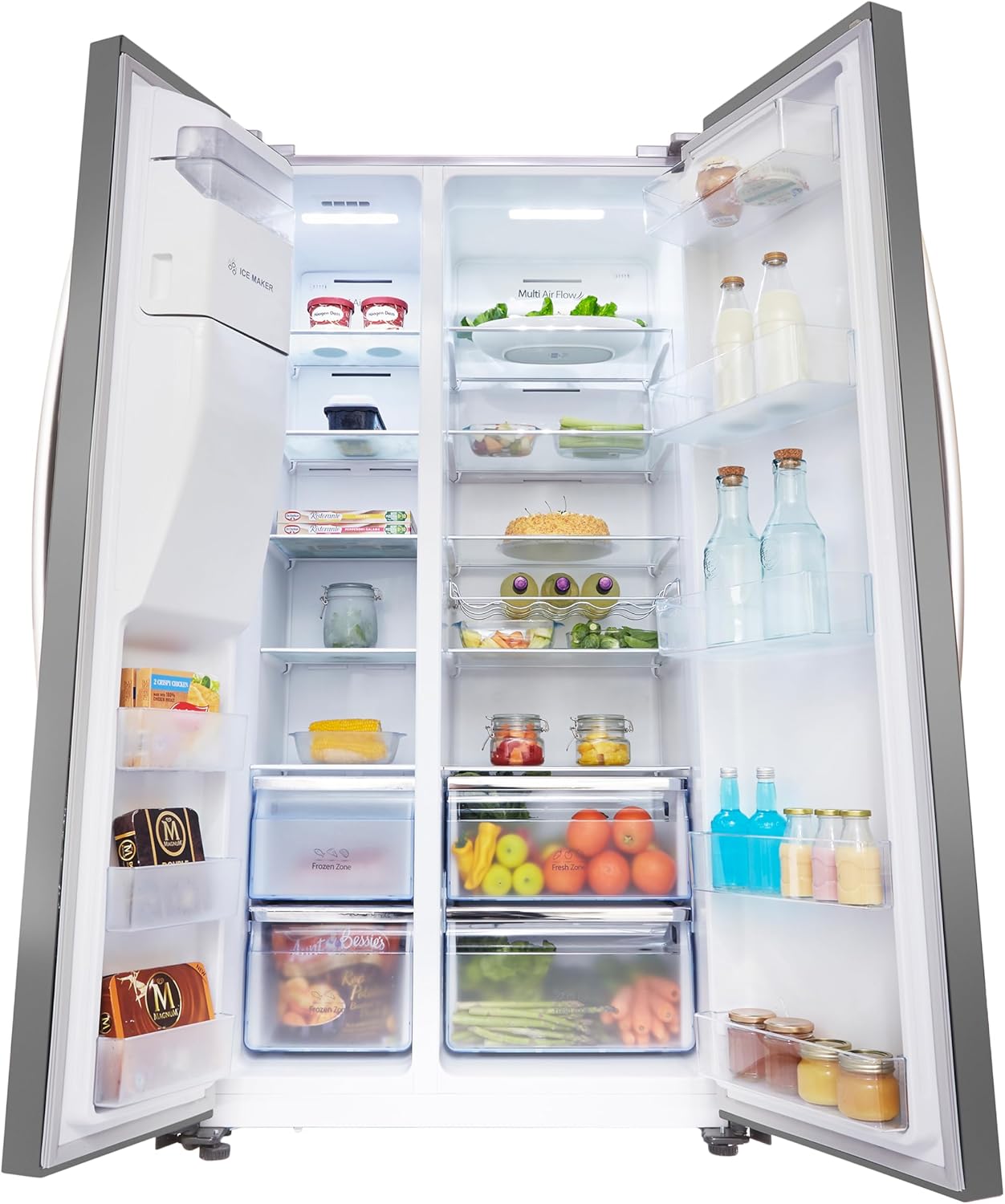 Hisense RS694N4ICE Freestanding American Side-by-Side Fridge Freezer - Total No Frost - Plumbed Water and Ice Dispenser - 562 liters - Stainless Steel - E Rated [Energy Class E]