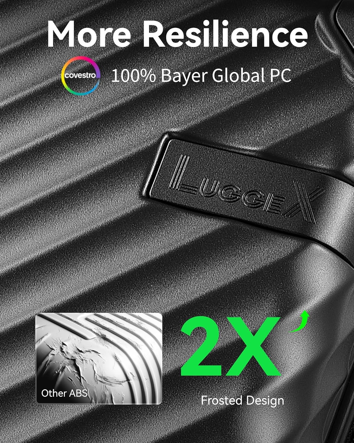 LUGGEX Carry On Luggage Sets 2 Piece - 100% Polycarbonate Expandable Hard Suitcases with Wheels (Black, 20/28)