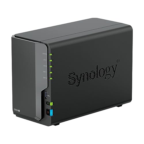 Synology DS224+ 2-Bay Diskstation NAS (Intel Celeron J4125 4-Core 2.0 GHz 2GB DDR4 RAM 2xRJ-45 1GbE LAN-Port) 8TB Bundle with 2X 4TB WD Red Plus