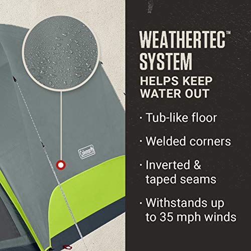 Coleman Skydome Camping Tent with Screen Room, Weatherproof 4/6/8 Person Tent with Screened-in Porch, Includes Rainfly, Carry Bag, Storage Pockets, and Sets Up in 5 Minutes