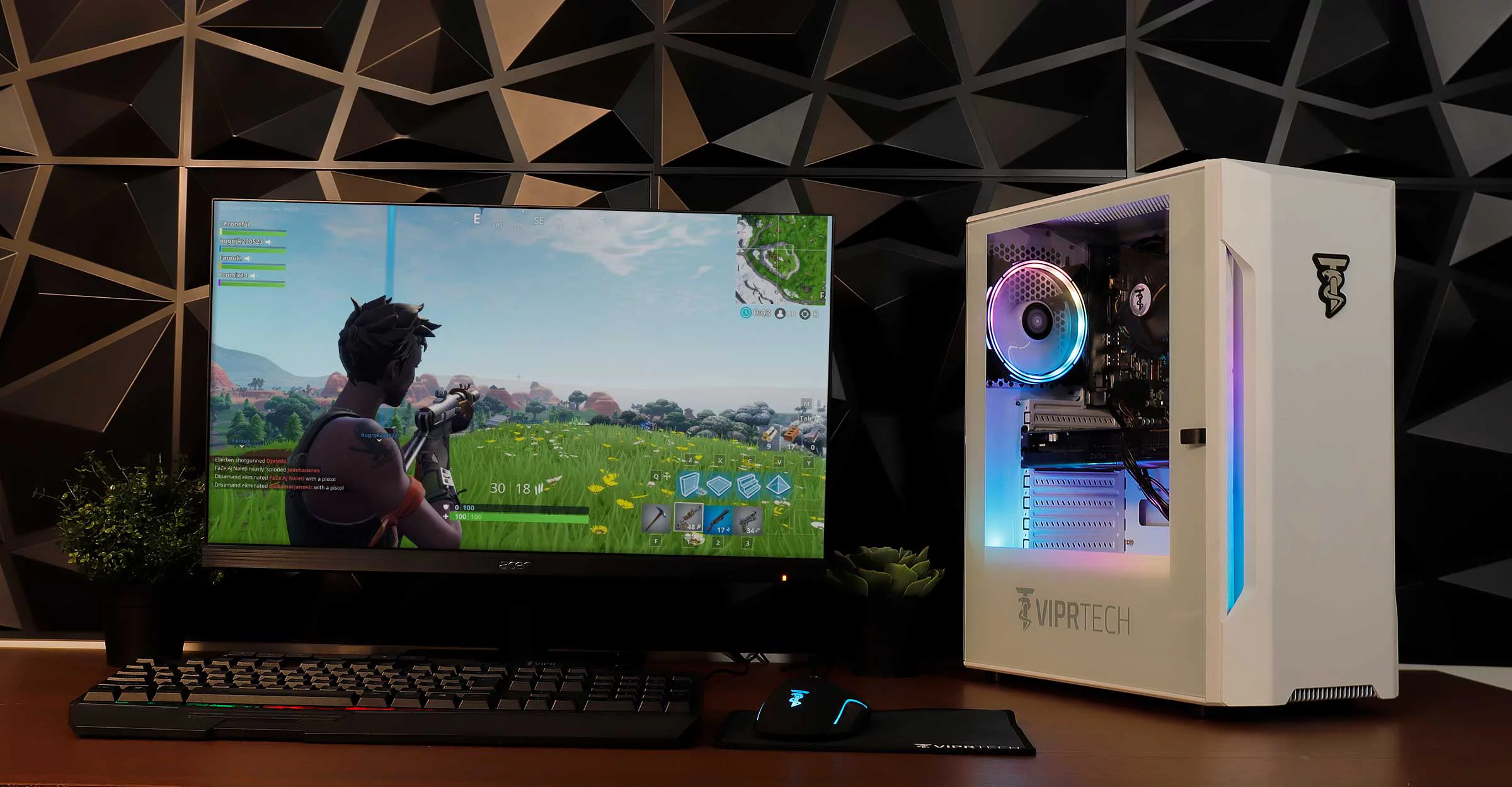 ViprTech.com Prime Gaming PC Computer - Intel Core i5 3rd Gen, NVIDIA GTX 750 Ti 2GB, 16GB RAM, 1TB HDD, WiFi, RGB, Windows 10 Pro, 1 Year Warranty, White