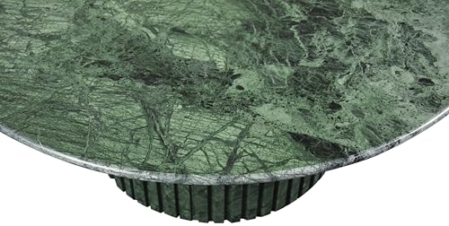 Meridian Furniture Genoa Collection Art Deco Coffee Table with Handcrafted Marble, 36" W x 36" D x 16" H, Green