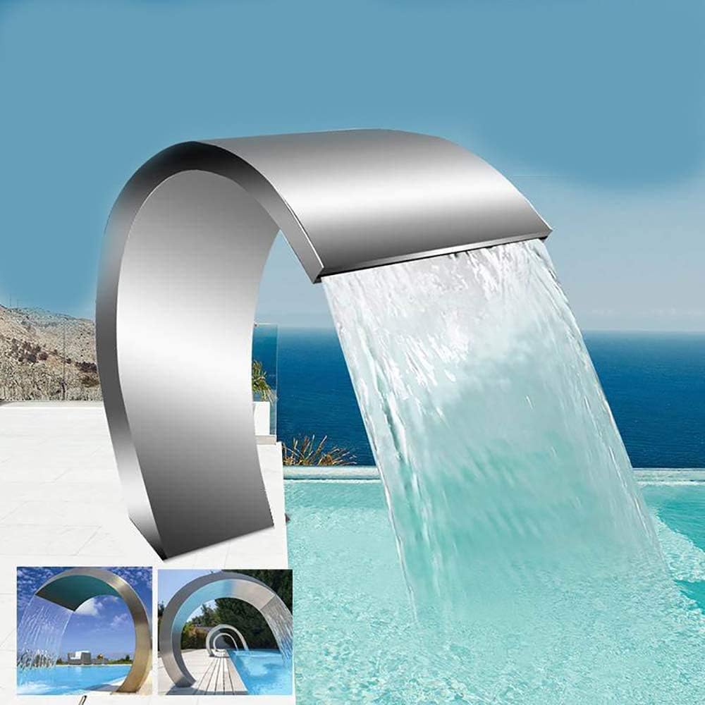 Pool Waterfall Fountain Stainless Steel/Silver Pool Fountains for Ground Pools Garden Outdoor Waterfalls Sheer Descent Pond Water Feature,Outdoor Fountains