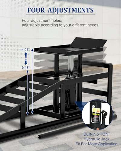 Hydraulic Car Ramps, 4-Position Adjustment, 5T 11000lbs Low Profile Car Lift Service Ramps Truck Trailer Garage,Height Hydraulic Vehicle Ramps, Lift Height 11.61-16.21 inches