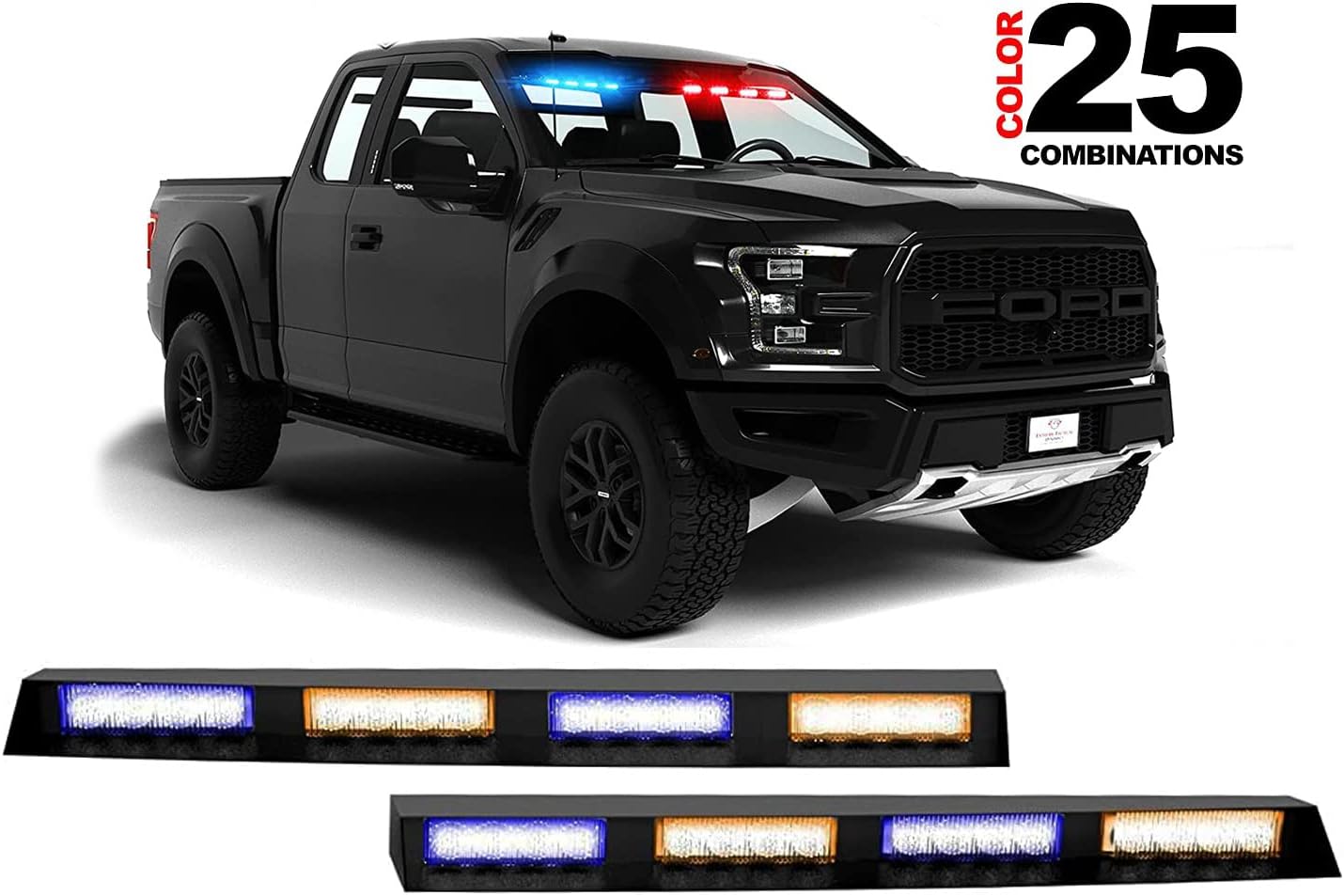 Extreme Tactical Dynamics Elemental 40 Visor Light LED Strobe Visor Light Interior Windshield Light Bar Split Mount Emergency Lights - Blue/White