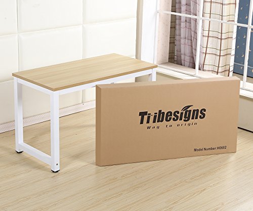 Tribesigns Modern Computer Desk, 63 x 31.5 inch Large Executive Office Desk Computer Table Study Writing Desk Workstation for Home Office, Spliced Desktop, White