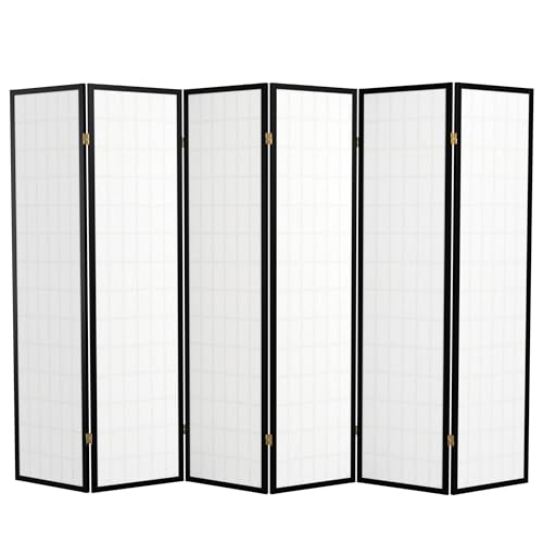 Red Lantern 6 ft. Tall Window Pane Shoji Screen-Natural-4 Panels Room Divider