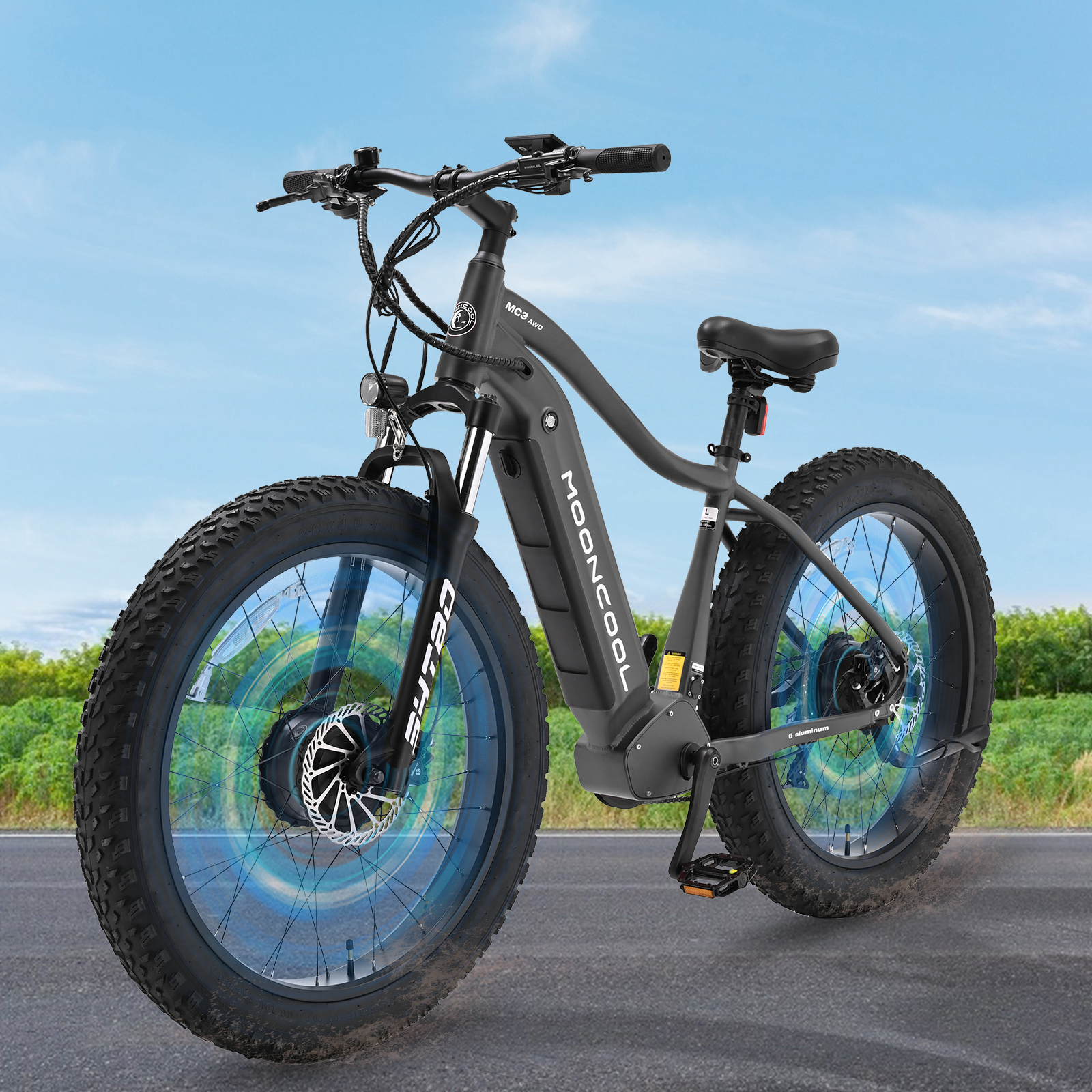 FICISOG 26" x 4" Adult Fat Tire Electric Bike , 500Wx2 Dual Motor AWD MTB, All Terrain Ebikes, 48V 15AH Removable Battery, 20MPH 7-Speed Mountain Electric Bicycle,1 Motor Range 30-45 Miles