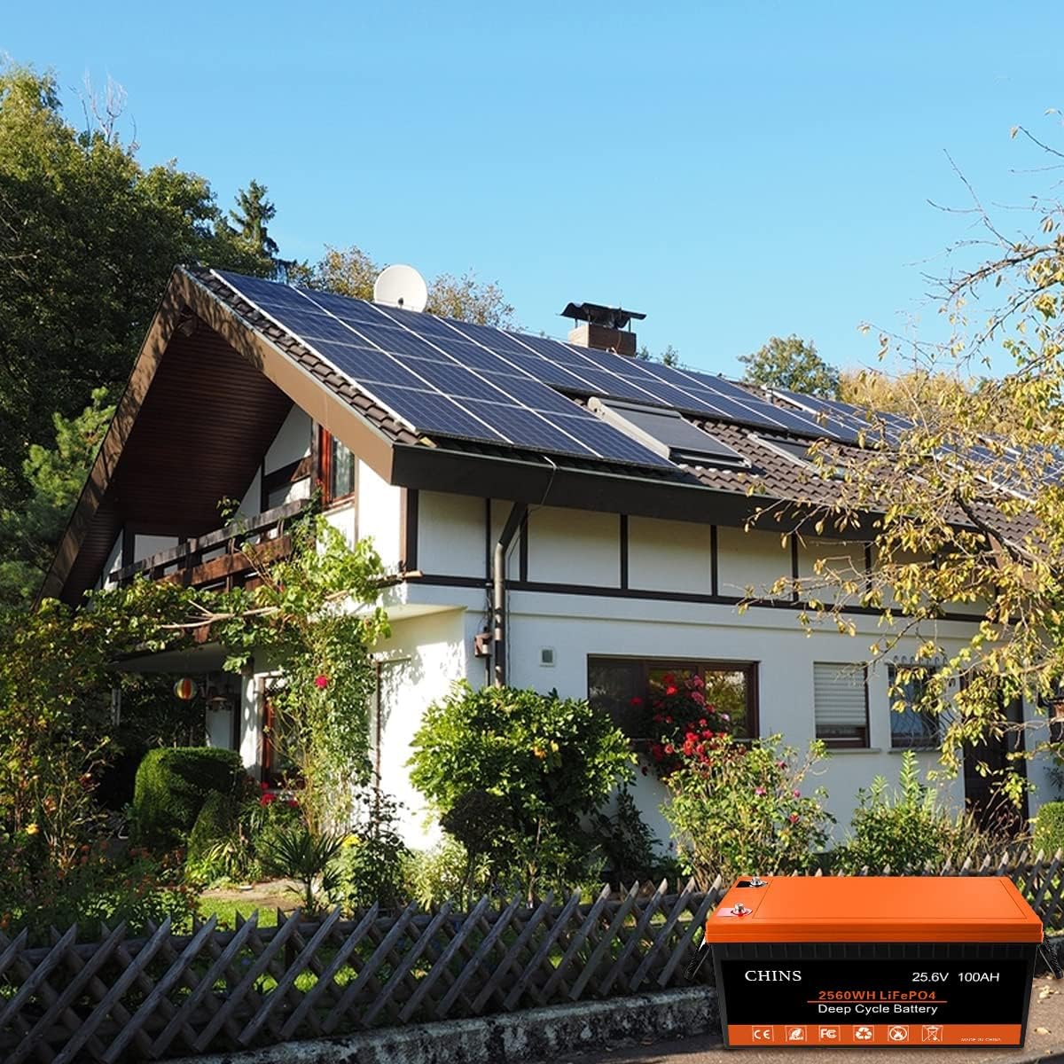 CHINS LiFePO4 Battery 24V 200Ah Lithium Battery - Built-in 200A BMS, 2000+ Cycles, Each battery Can Support 5120W Power Output, Perfect for RV, Home Storage and Off-Grid