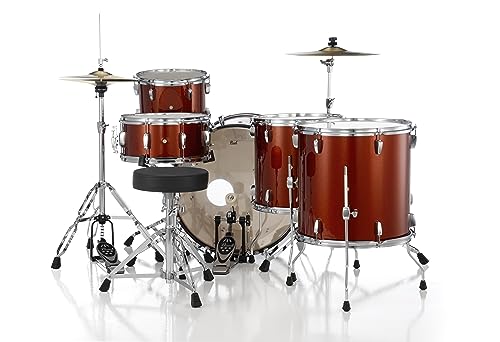 Pearl Roadshow Drum Set 4-Piece Complete Kit with Cymbals and Stands, Charcoal Metallic (RS584C/C706)