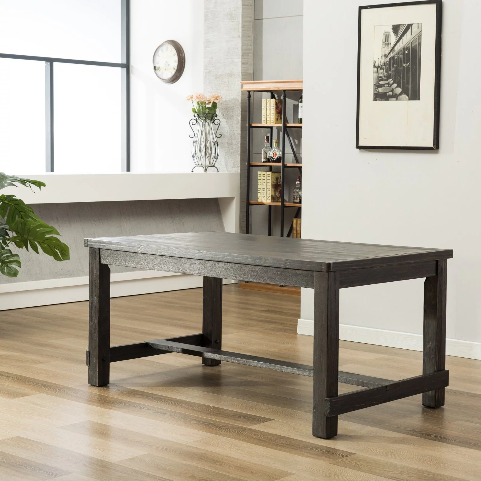 Roundhill Furniture Lotusville 64 in. Rectangular Wooden Dining Table
