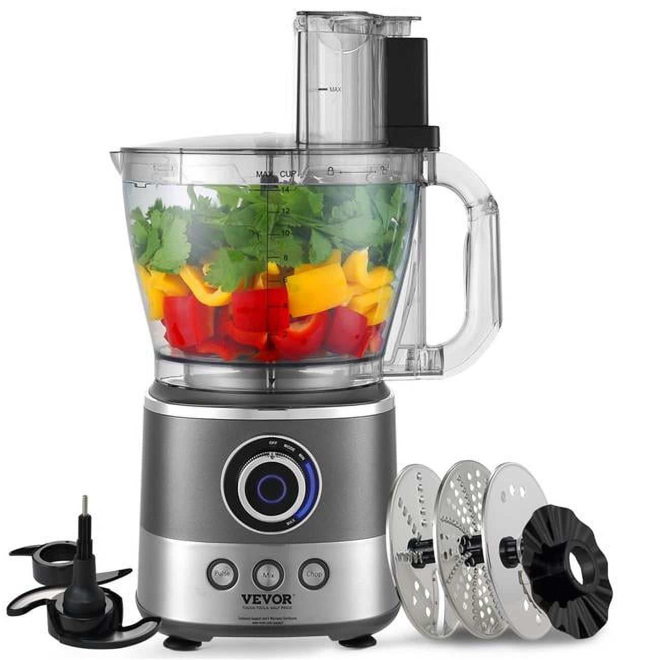 Vevor  650W 14-Cup Vegetable Chopper 2-Speed Stainless Steel Blade Electric Food Processor, Gray
