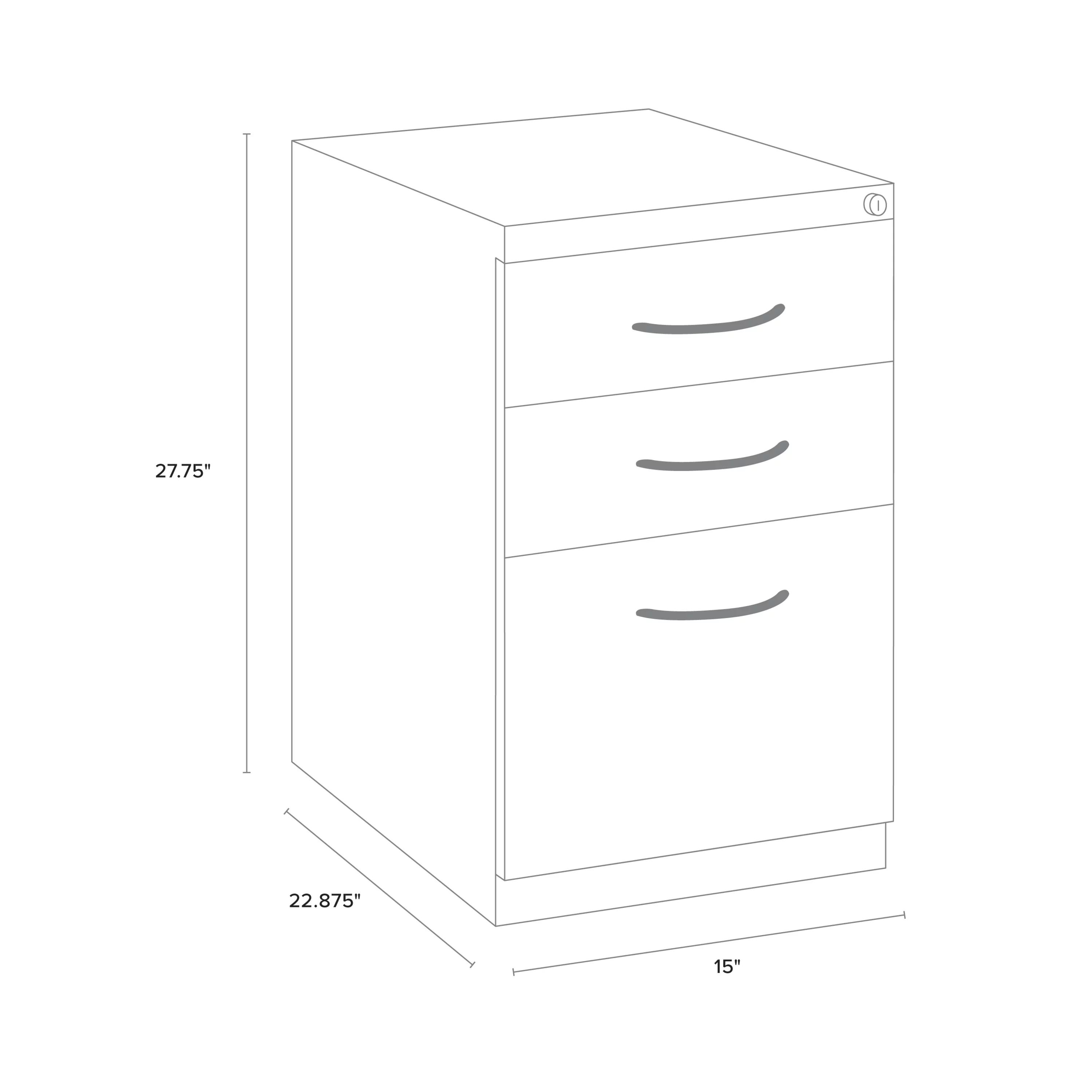 Hirsh 23" Deep Mobile Pedestal File Cabinet 3 Drawer Box-Box-File, Letter Width, Black