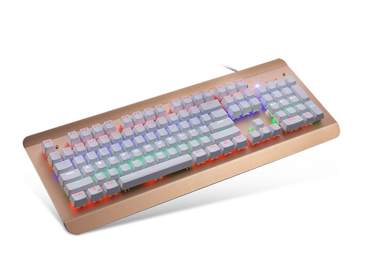 K200 USB Wired RGB Mechanical Gaming keyboard 104 non-conflict Keys Green-axis Mechanical Keyboard Transparent dust-proof Shaft ( exchange swith axis )(Gold)