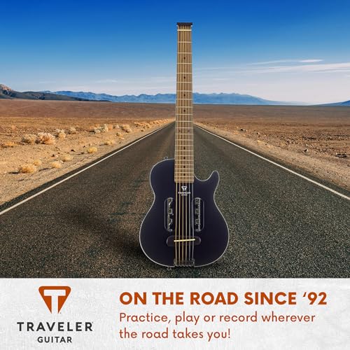 Traveler Guitar Escape Mark III Black Satin Acoustic Guitar | Small Acoustic Travel Guitar with Built-in Headphone Amp | Full 25.5" Scale Portable Headless Guitar | Mini Guitar with Custom Gig Bag