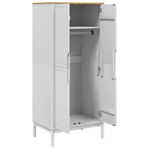 Wooden Wardrobe Closet with 1 Large Compartment and Doors, Wooden Armoire Closet Storage Cabinet, Brown 30.3"x20.9"x67.3" Solid Wood Pine