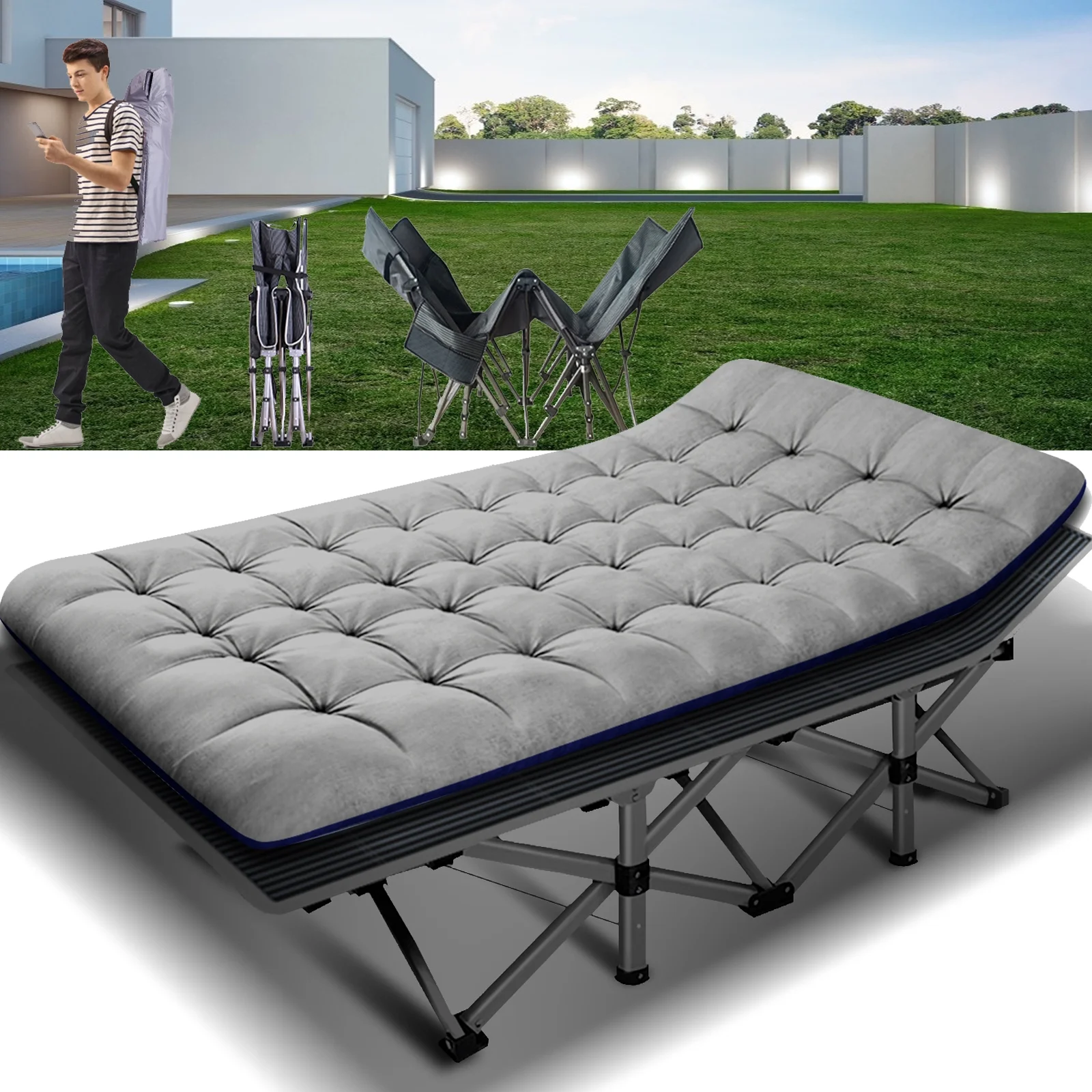 Lilypelle Folding Camping Cot for Adult，Portable Fold Up Cot， Sleep Cot for Home/Office/Hospital