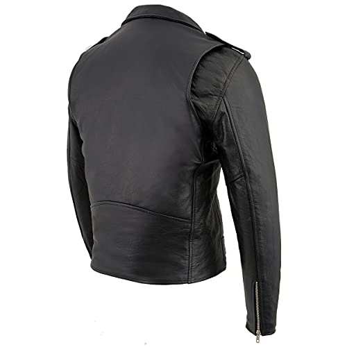 Milwaukee Leather LKM1781 Men's The Legend Classic Police Style Black Leather Motorcycle Jacket w/Quilted Liner