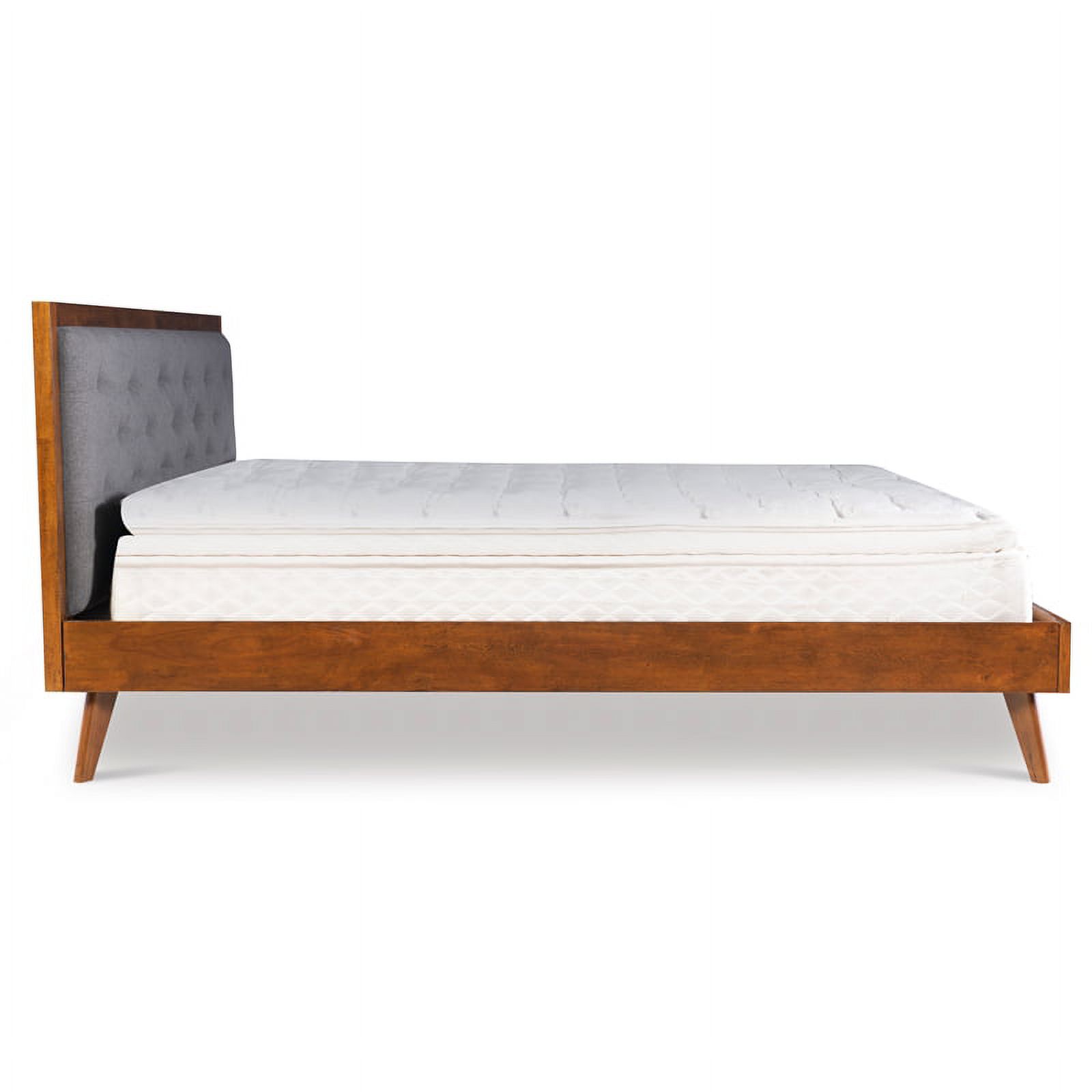 Allora Mid-Century Wood/Polyester King Platform Bed in Medium Brown