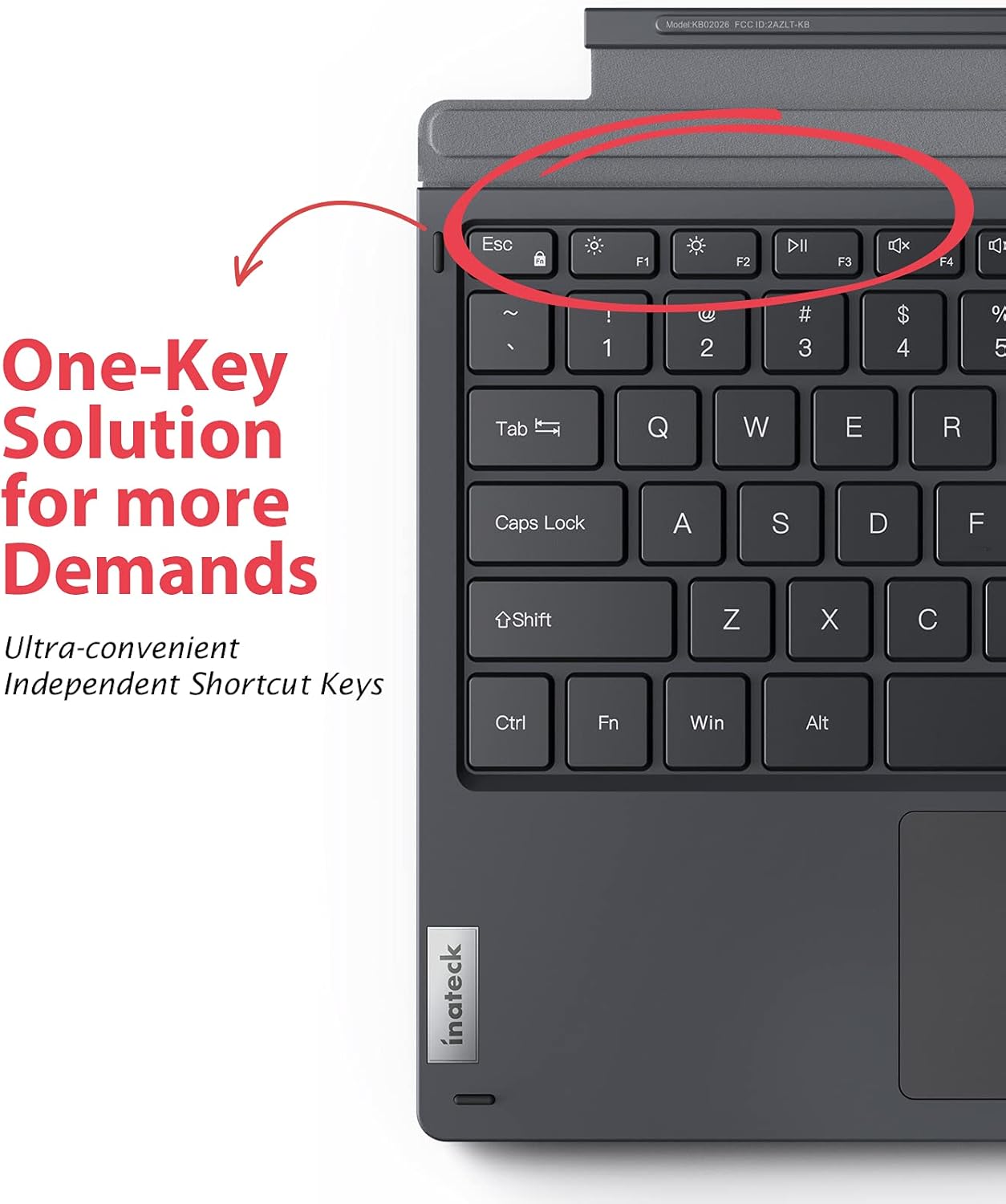 Inateck Surface Pro 7 Keyboard, Bluetooth 5.0, 7-Color Backlight, Compatible with Surface Pro 7/7+/6/5/4, KB02026 Gray Pack of 2