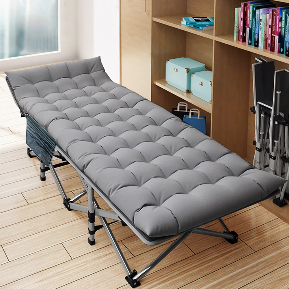 Lilypelle Folding Camping Cot Bed for Adult, Double Layer Oxford Strong Heavy Duty Sleeping Cots with Carry Bag, Portable Travel Camp Cots for Home/Office Nap and Beach Vacation