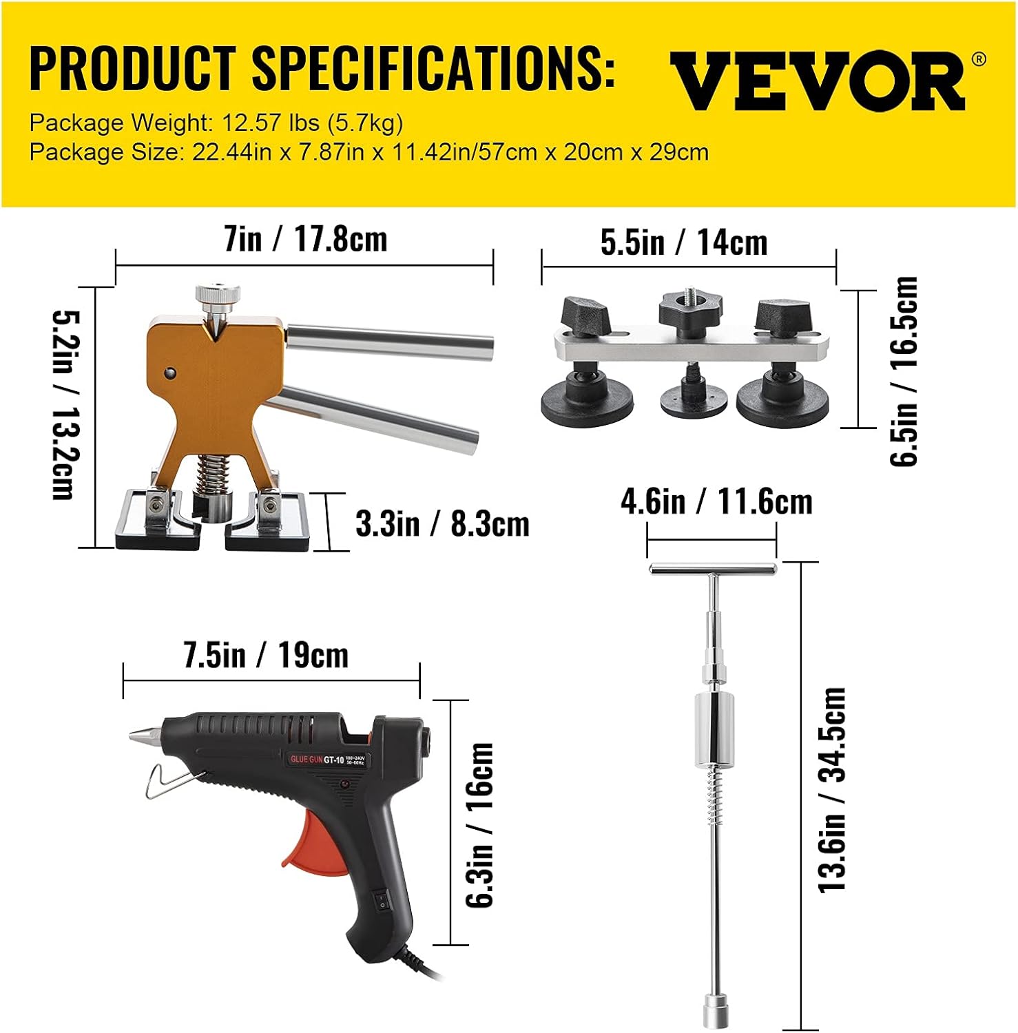 VEVOR Paintless Dent Removal Rods, 68 PCS Paintless Dent Repair Tools, 10 PCS Stainless Steel Rods Car Dent Repair Kit, Glue Puller Tabs Dent Puller Kit for Auto Dent Removal, Minor Dents, Door Dings