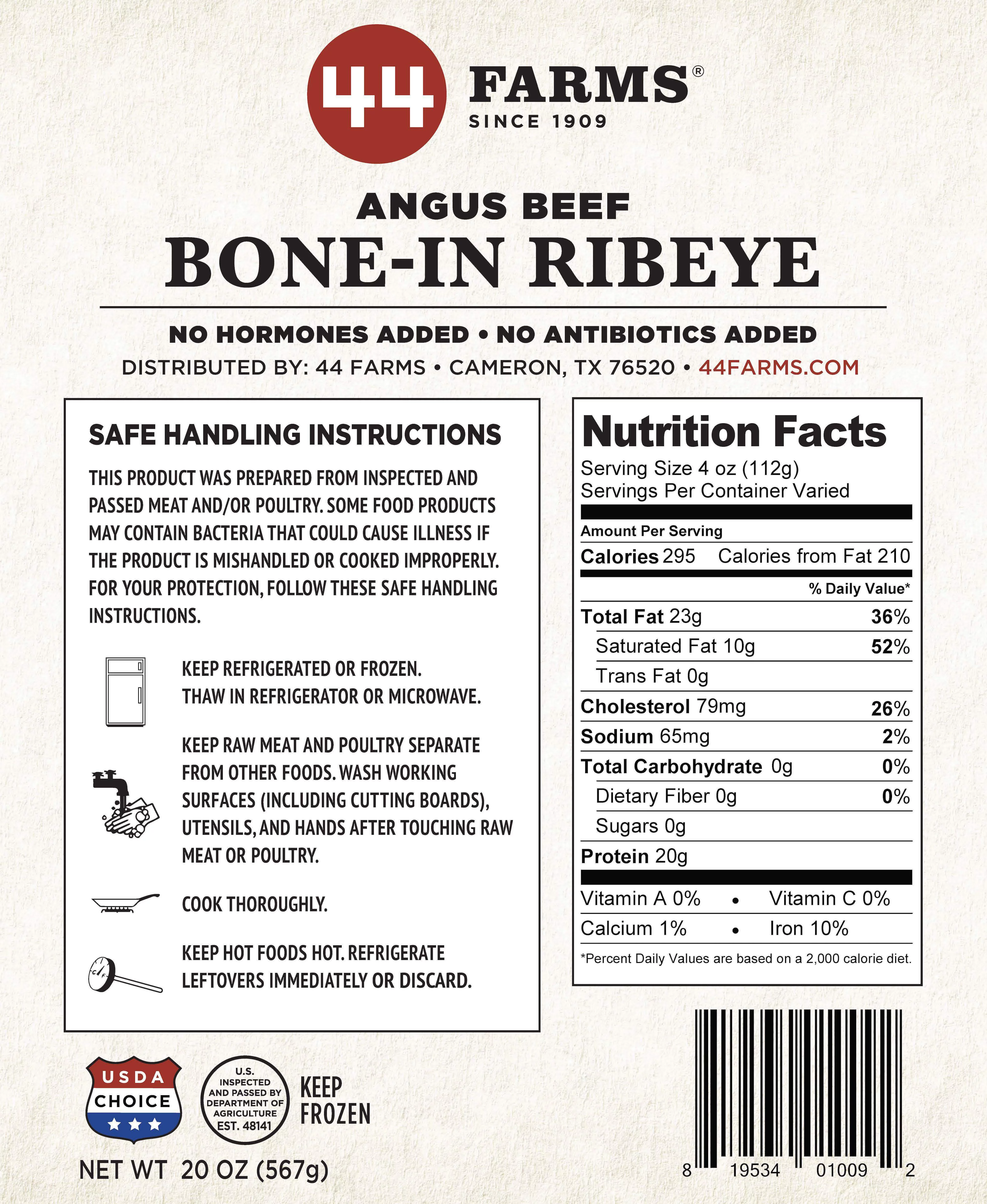 44 Farms USDA Choice Bone-In Pack, 4 Steaks