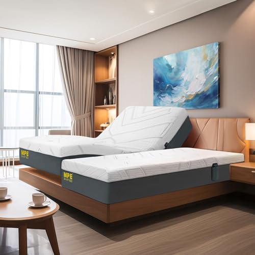 Adjustable Bed Base with 12" Memory Foam Adjustable Mattress (Not Included Bed Frame), Fits Any Bed Frame, Head and Foot Lift, Wireless Remote, Massage, Zero Gravity - Queen