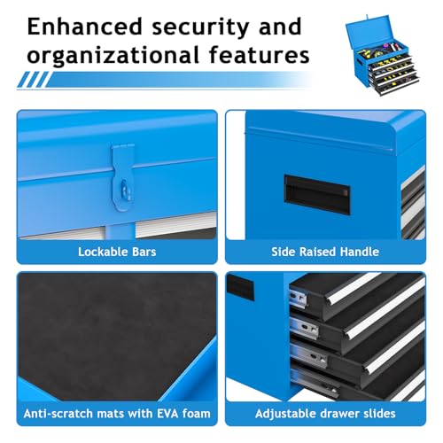 Tool Chest,5-Drawer Rolling Tool Storage Cabinet with Enhanced Packaging, Detachable Top Tool Box, Metal Tool Cart for Garage Workshop,Black, ATC001BK