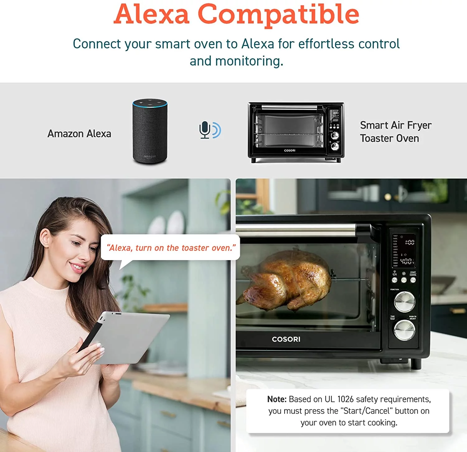COSORI Smart New Air Fryer Toaster Oven, Large 32-Quart, Stainless Steel, Walmart Exclusive Bonus, Black