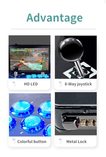 Pandora Arcade Portable Retro Video Game Player Built-in 20000+ Classic Games 14 inch LED Integrated Recreation Arcade Emulator Console Compatible with FBA/N64/Arcade/MAME