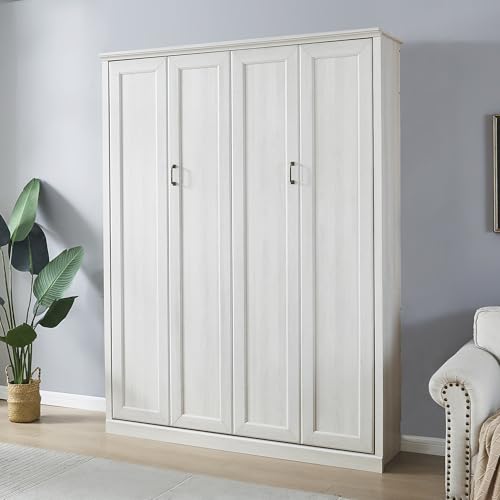 Queen Size Murphy Bed Wall Bed with a Storage Shelf, Space-Saving Wall Bed for Multipurpose Guest Room or Home Office - Gray