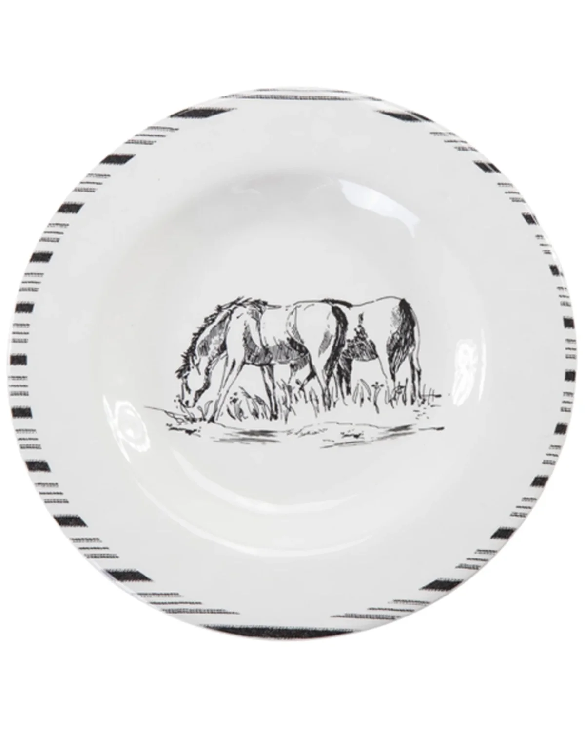 Hiend Accents Unisex 14-Piece Ranch Life Melamine Dinnerware Set Black/White One Size
