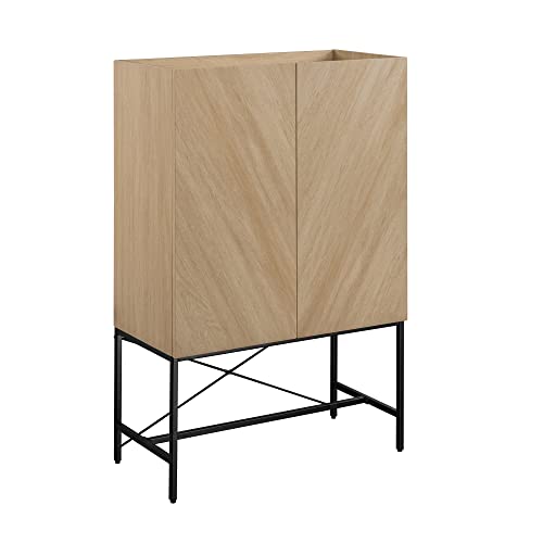 Walker Edison Livv Contemporary 2-Door Tall Accent Cabinet, 47 Inch, Dark Walnut