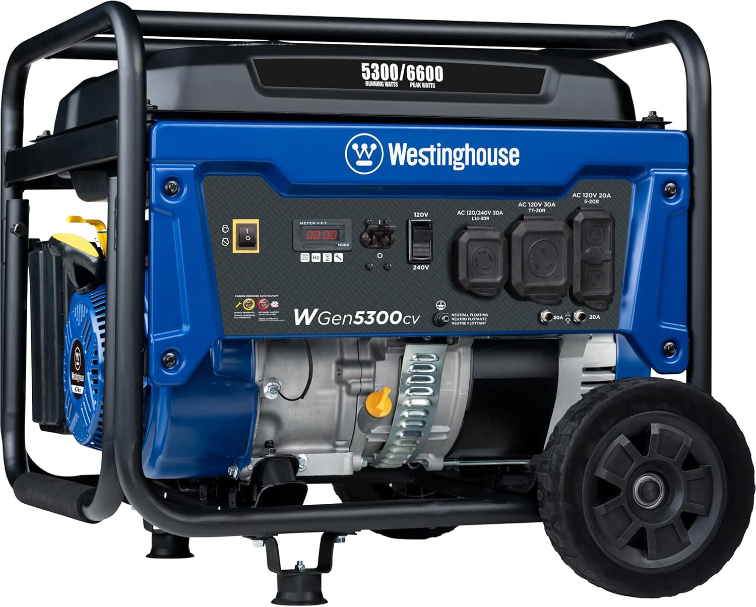Westinghouse Outdoor Power Equipment WGen7500 Portable Generator with Remote Electric Start 7500 Rated Watts & 9500 Peak Watts, Gas Powered, CARB Compliant, Transfer Switch Ready