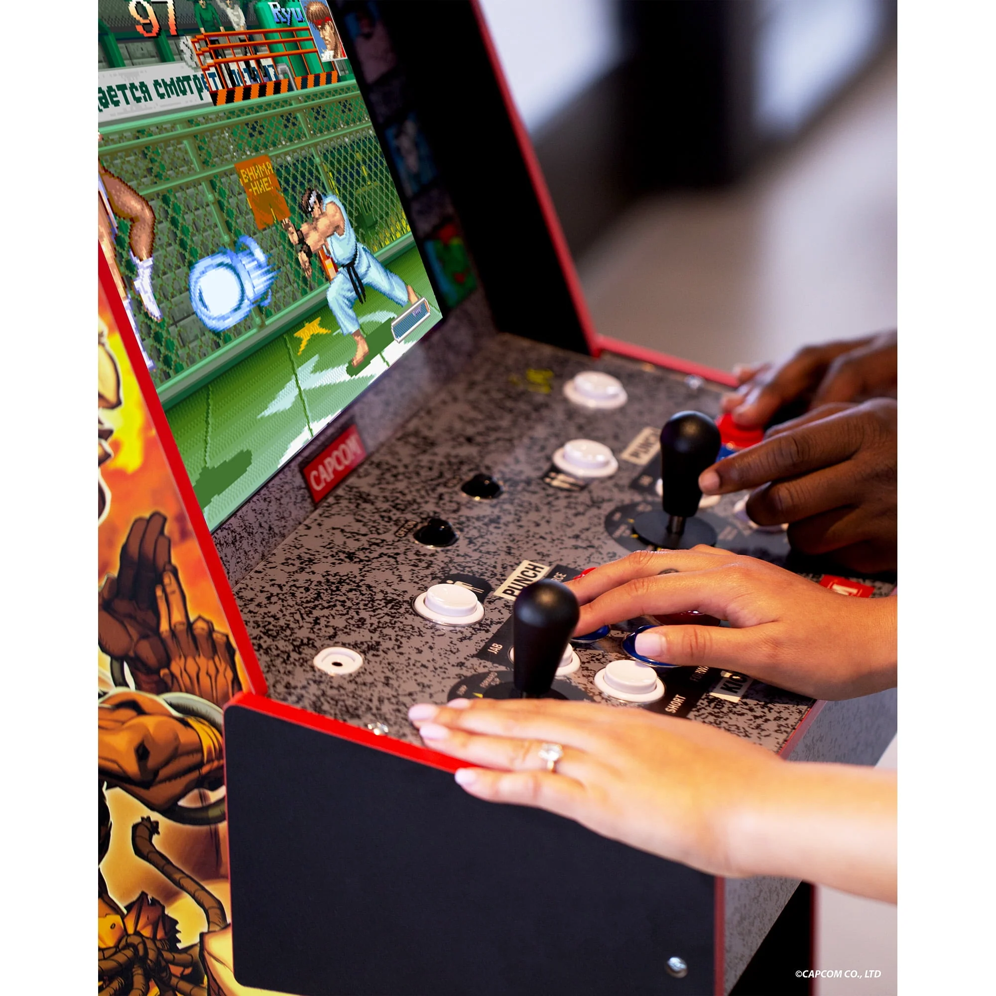 Arcade1UP - 14 Games in 1, Street Fighter II Turbo: Hyper Fighting, Legacy Video Game Arcade with Riser and Wi-Fi Live