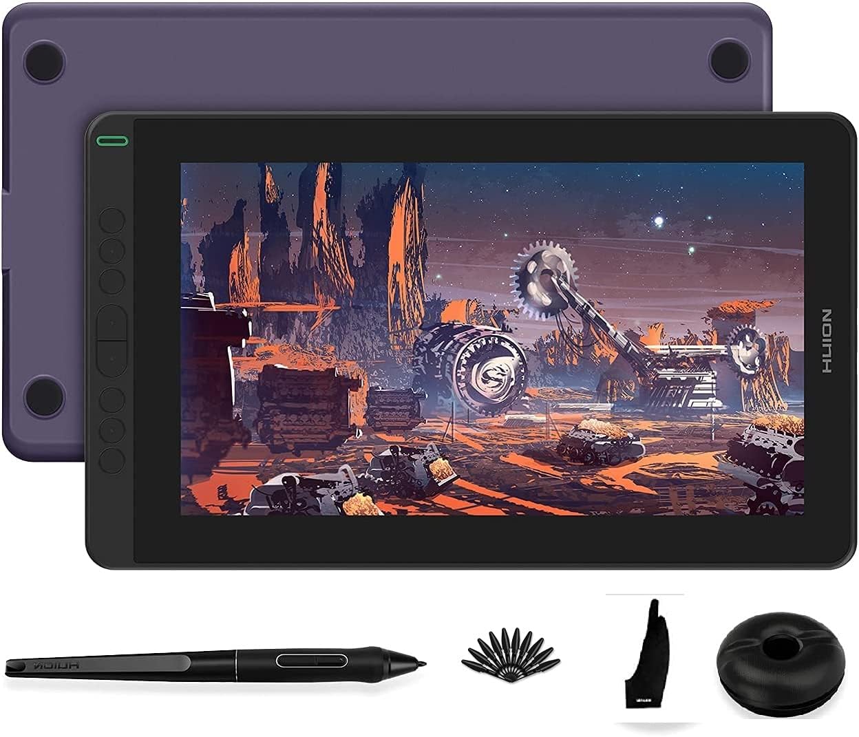 HUION 2020 Kamvas 13 Drawing Monitor 13.3 inch Pen Display & Graphic Tablet Screen Full-Laminated Tilt Function 8192 Battery-Free Stylus, Come with Glove, Adjustable Stand, 20 Pen Nibs - Black