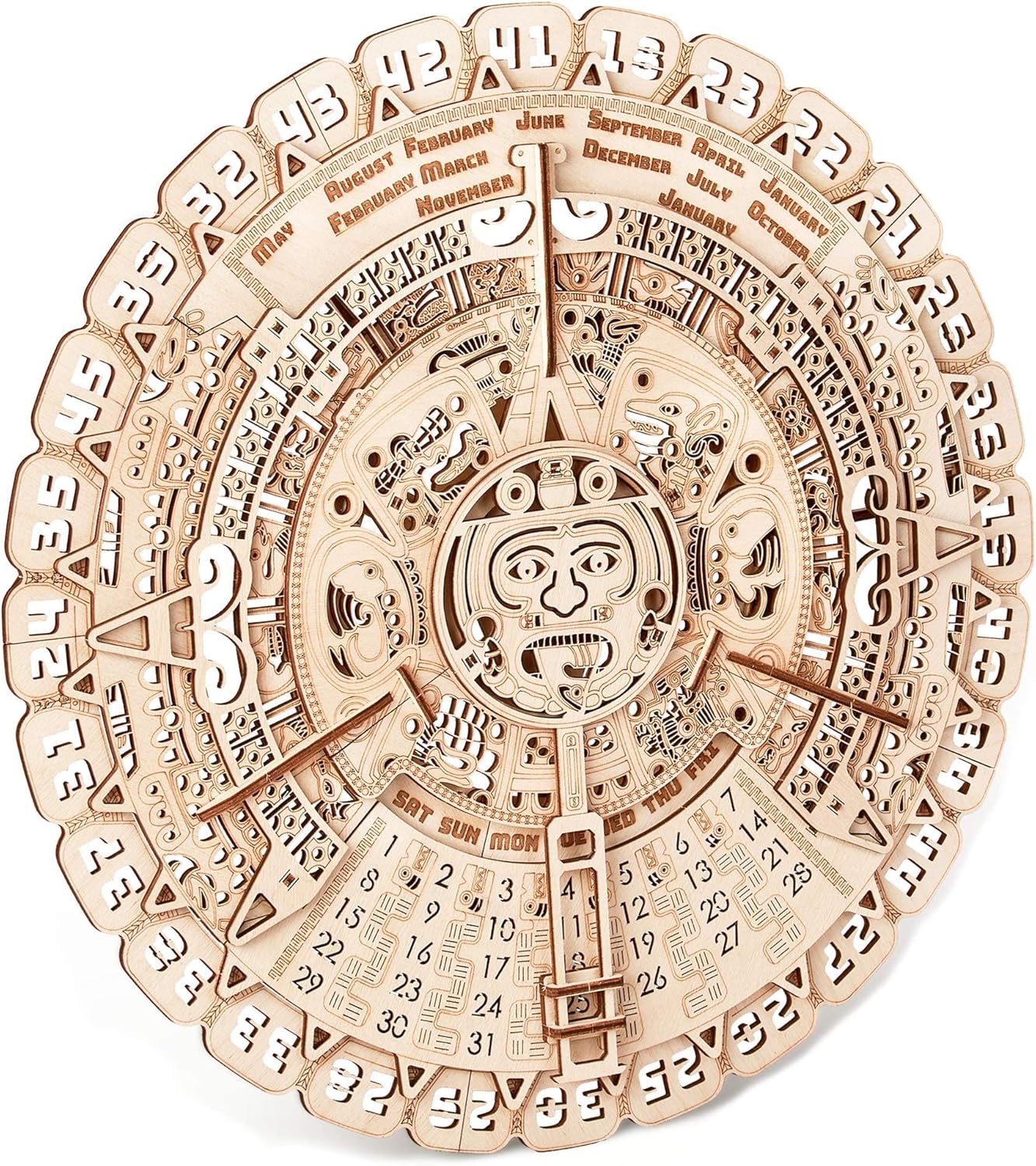 Wood Trick Mayan Wall Calendar 3D Wooden Puzzles for Adults and Kids to Build - 16 - Wooden Model Kit - Aztec Calendar