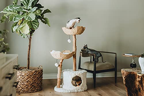 MAU Modern Cat Tree Tower for Large Cats, Real Branch Luxury Cat Condo, Wood Cat Tower, Cat Scratching Tree, Cat Condo, Cat Lover Gift, Luxury Cat, Cat Gifts by Mau Lifestyle