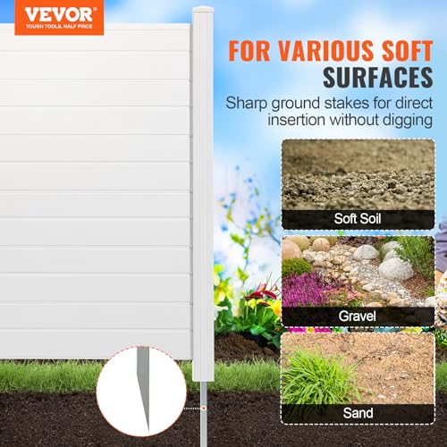 VEVOR Outdoor Privacy Screens, 50" W x 50" H Air Conditioner Fence, Pool Equipment Enclosure, Horizontal Vinyl Privacy Fence, Perfect to Enclose Trash Can and A/C Units (2-Panel)