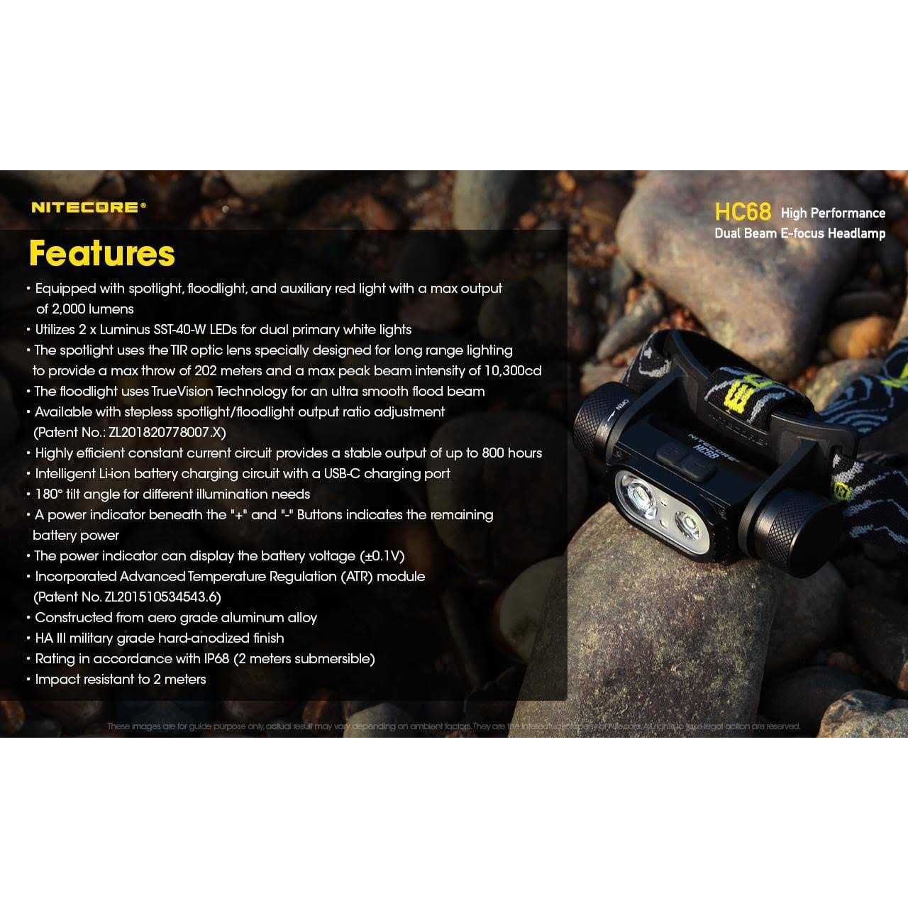 Nitecore HC68 2000 Lumen Rechargeable Focusable Headlamp