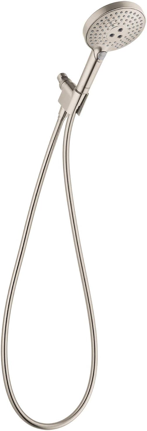 hansgrohe Raindance Select S Adjustable 5-inch Handheld Shower Head Set Modern 3 Spray PowderRain, Full and Massage Easy Install with Hose in Chrome, 2.5 GPM, 04913000