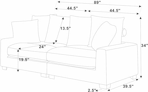 Modular Sofa Love Seats, Dark Gray