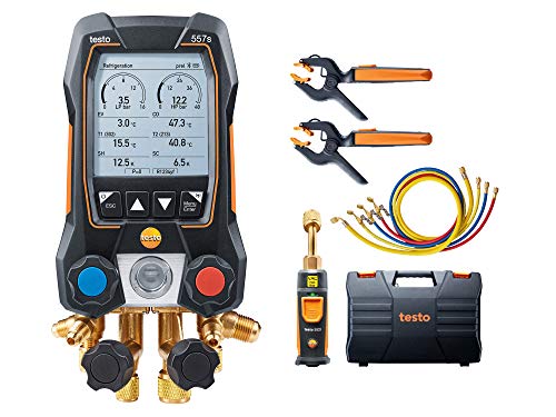 testo 550i Kit I App Operated Digital Manifold,Pipe Clamp Thermometer for air Conditioning, Refrigeration Systems and Heat Pumps – with Bluetooth