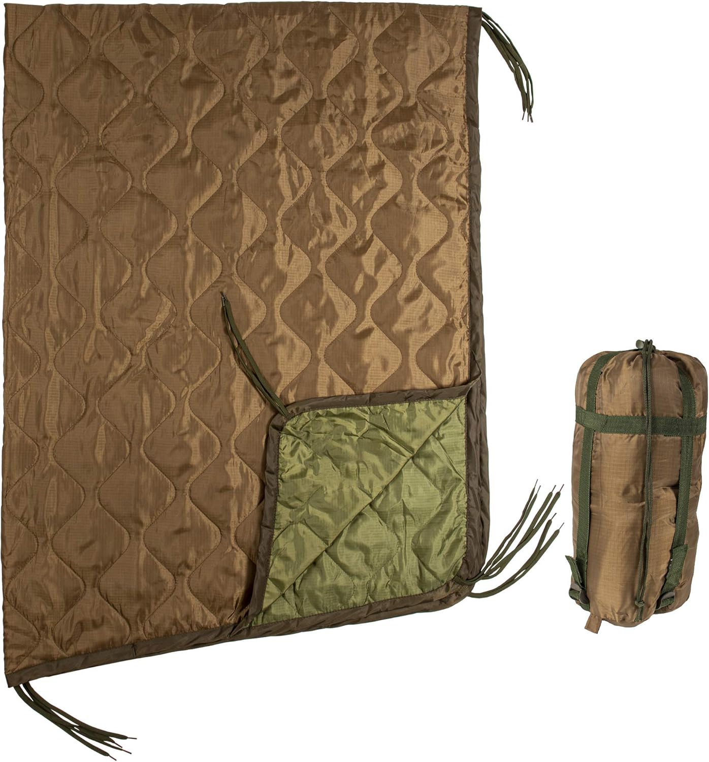 USGI Industries Military Woobie Blanket | Thermal Insulated Camping Blanket, Poncho Liner | Large, Portable, Water-Resistant, for Hiking, Outdoor, Survival, Comes with Compression Carry Bag