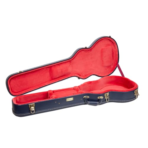 Crossrock Relief Series 335 Guitar Case for ES-335 & Semi-Hollow Electric Guitars | Carved Smoke Blue Finish, Monochrome Blue Velvet Interior, Lock – Premium Wooden Hardshell