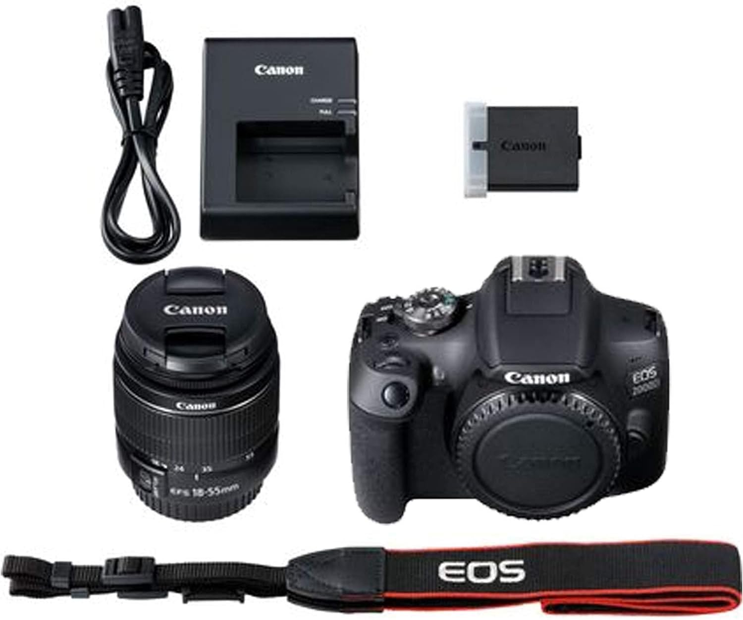 Canon EOS 2000D / Rebel T7 DSLR Camera with Canon EF-S 18-55mm F/3.5-5.6 DC III Zoom and 420-800mm f/8.3 HD Telephoto Zoom Lens + 128 GB Memory + Filters + Tripod + More (33pc Bundle) (Renewed)