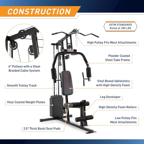 Marcy Multifunctional Workout Station 100lbs to 200lbs Stack Home Gym for Weightlifting and Bodybuilding