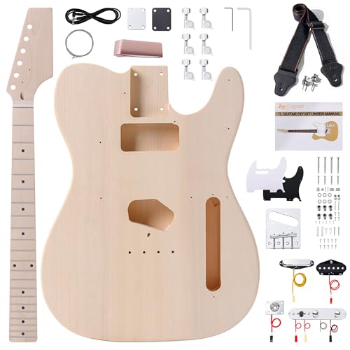 Leo Jaymz DIY Single Cut Electric Guitar Kits with Mahogany Body and Neck - Rosewood Fingerboard and All Components Included (LP Hollow)